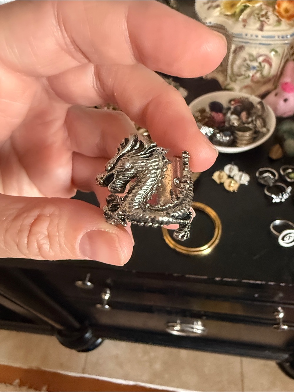 Silver Dragon Statement Ring - Women's Silver Jewelry